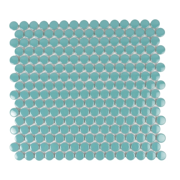 Apollo Tile Cirkel 11.46 in. x 12.4 in. Glossy Green Porcelain Mosaic Wall and Floor Tile 9.87 sqft/case, 10PK ORB88014GNGA - main